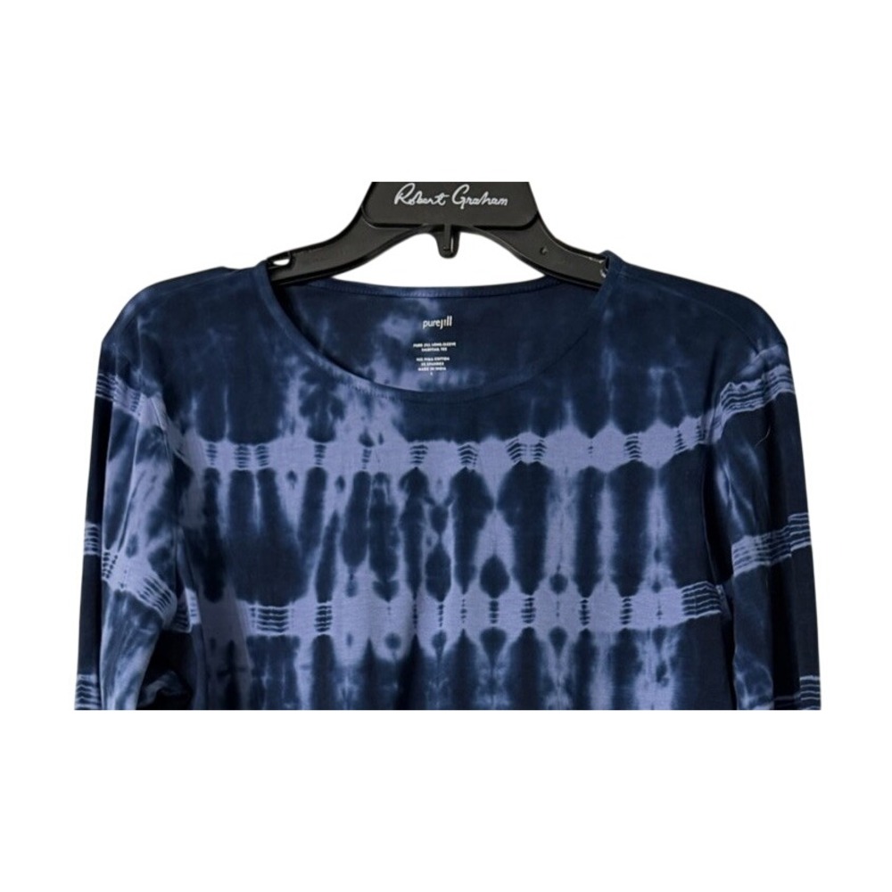 NWT pure jill Long Sleeve Tie Dye J.Jill Womens Shirttail Tee Top Blouse Size L - Picture 2 of 10